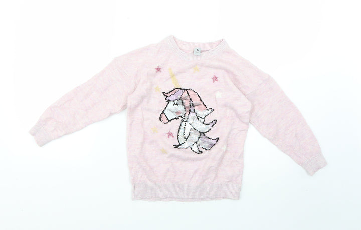 TU Girls Purple Geometric  Pullover Jumper Size 8 Years