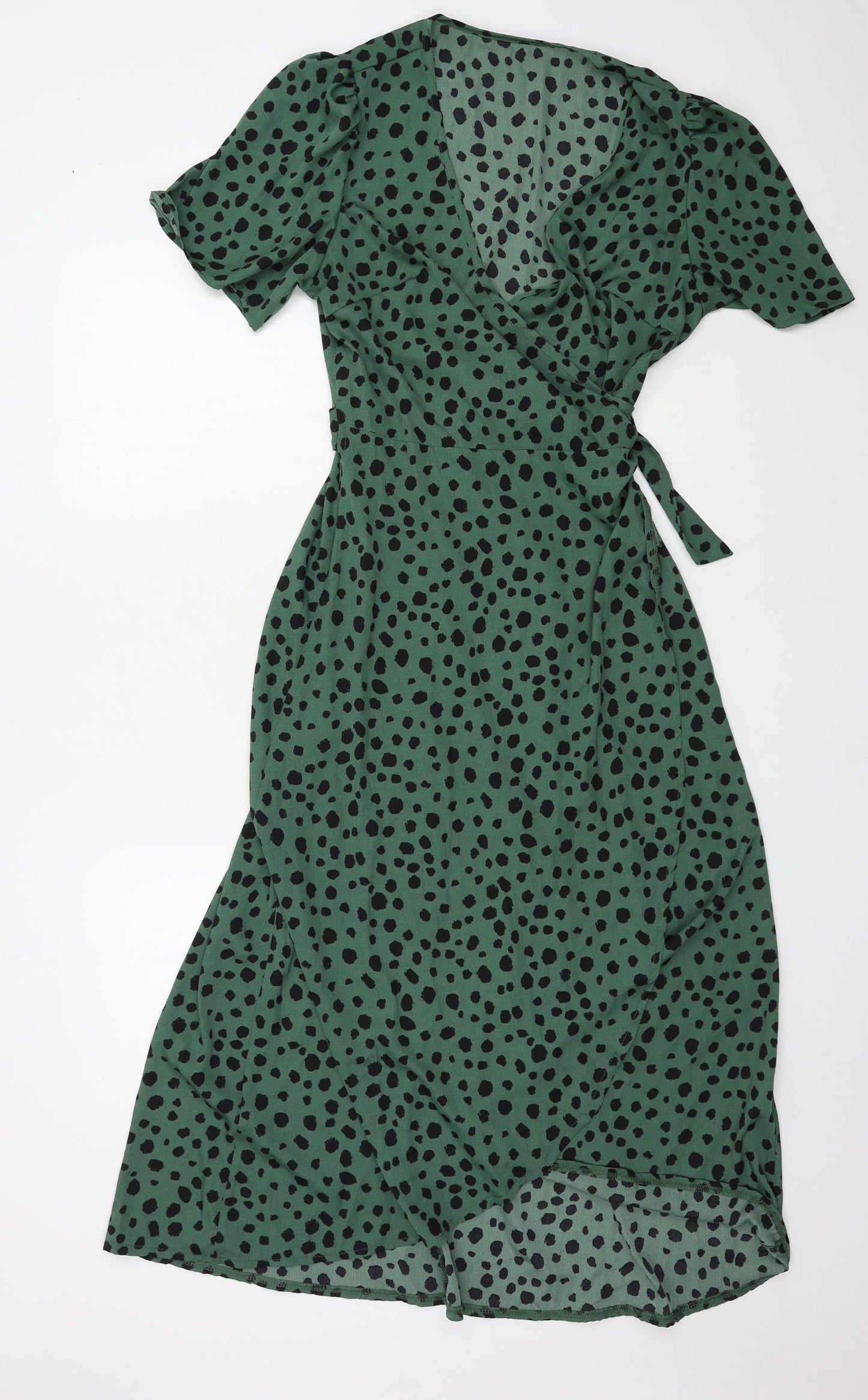 SheIn Womens Green Animal Print  Wrap Dress  Size L