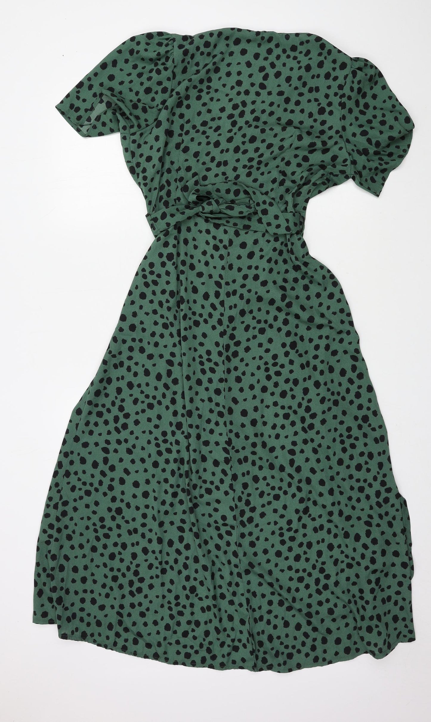 SheIn Womens Green Animal Print  Wrap Dress  Size L