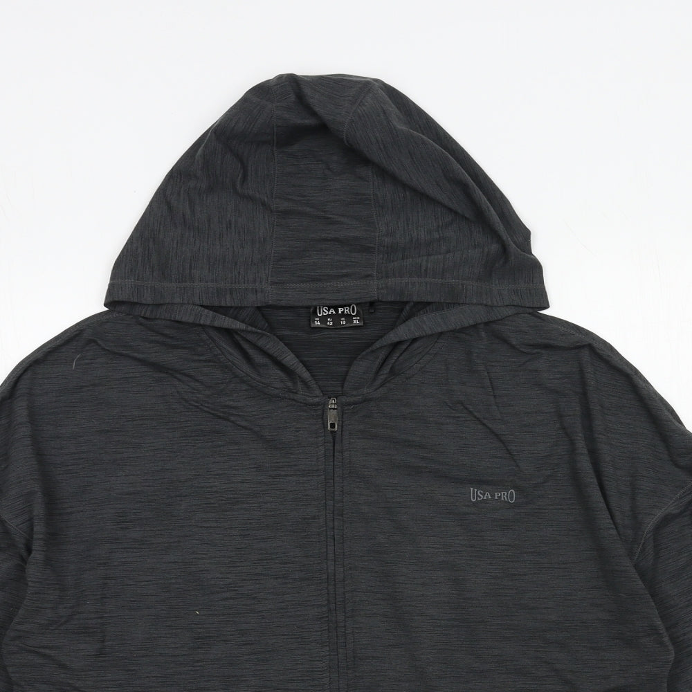 USA Pro Womens Grey  Jersey Full Zip Hoodie Size 14