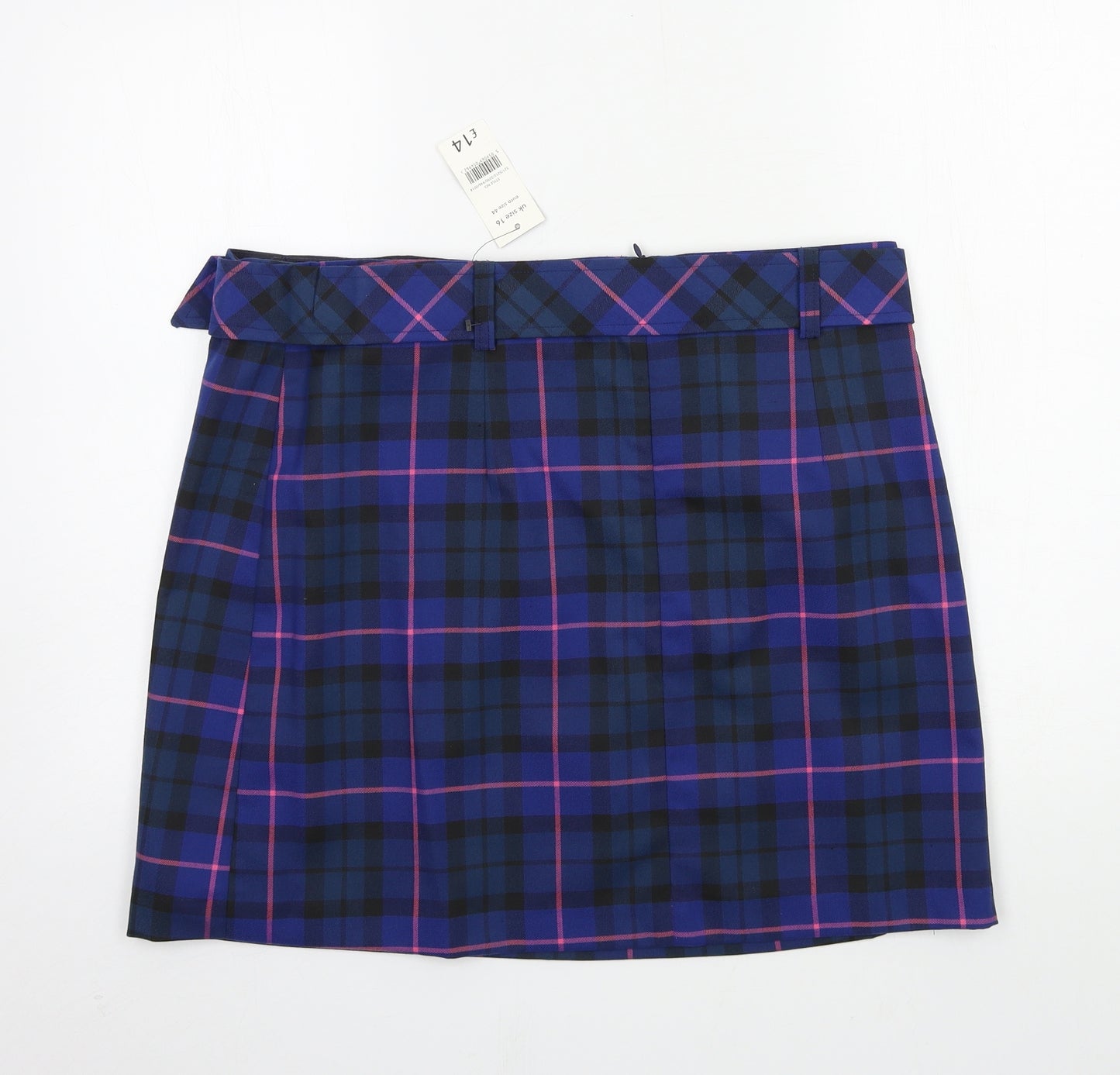 George Womens Blue Plaid  A-Line Skirt Size 16