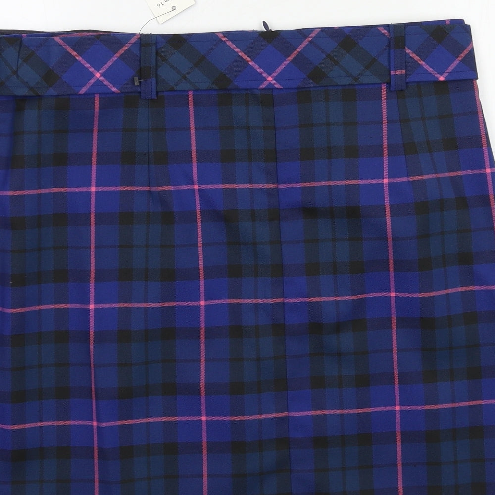 George Womens Blue Plaid  A-Line Skirt Size 16