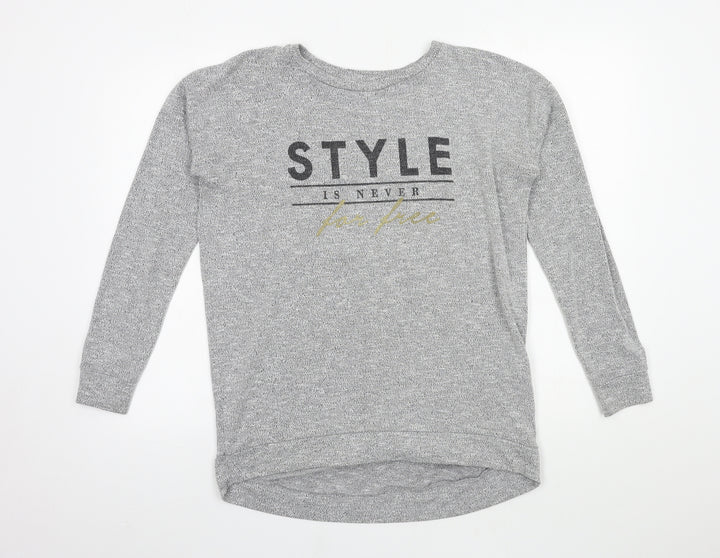 New Look Womens Grey  Jersey Pullover Sweatshirt Size 6  - Style