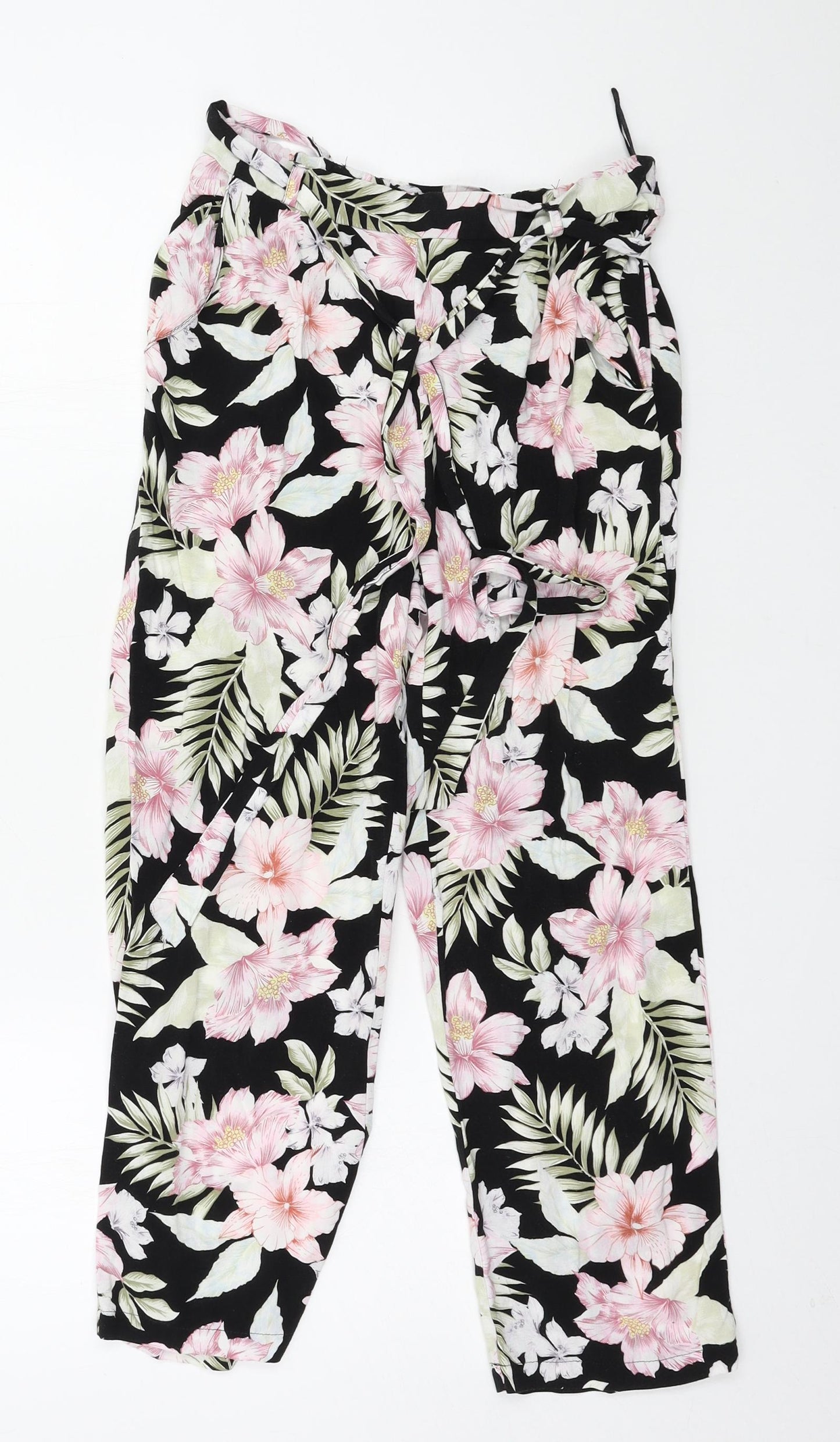 New Look Womens Black Floral  Trousers  Size 6 L20 in