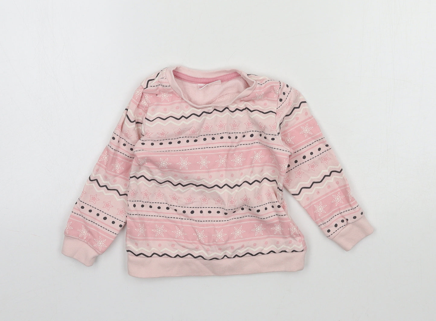 So Cute Girls Pink Geometric Jersey Pullover Jumper Size 9-12 Months