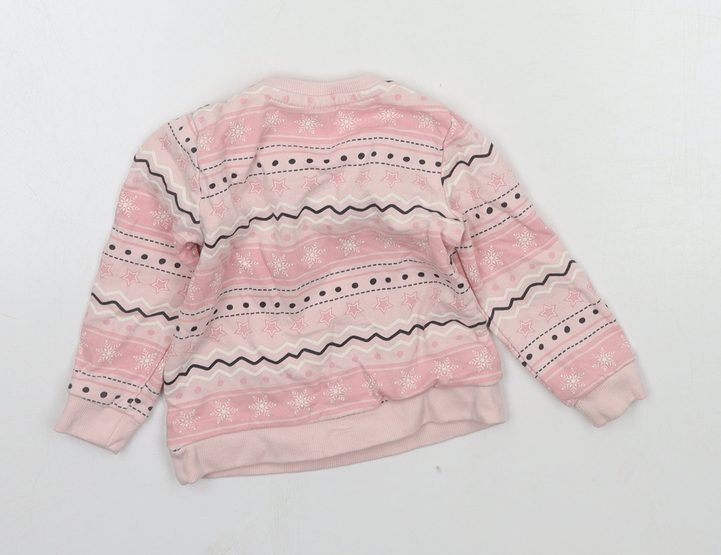 So Cute Girls Pink Geometric Jersey Pullover Jumper Size 9-12 Months