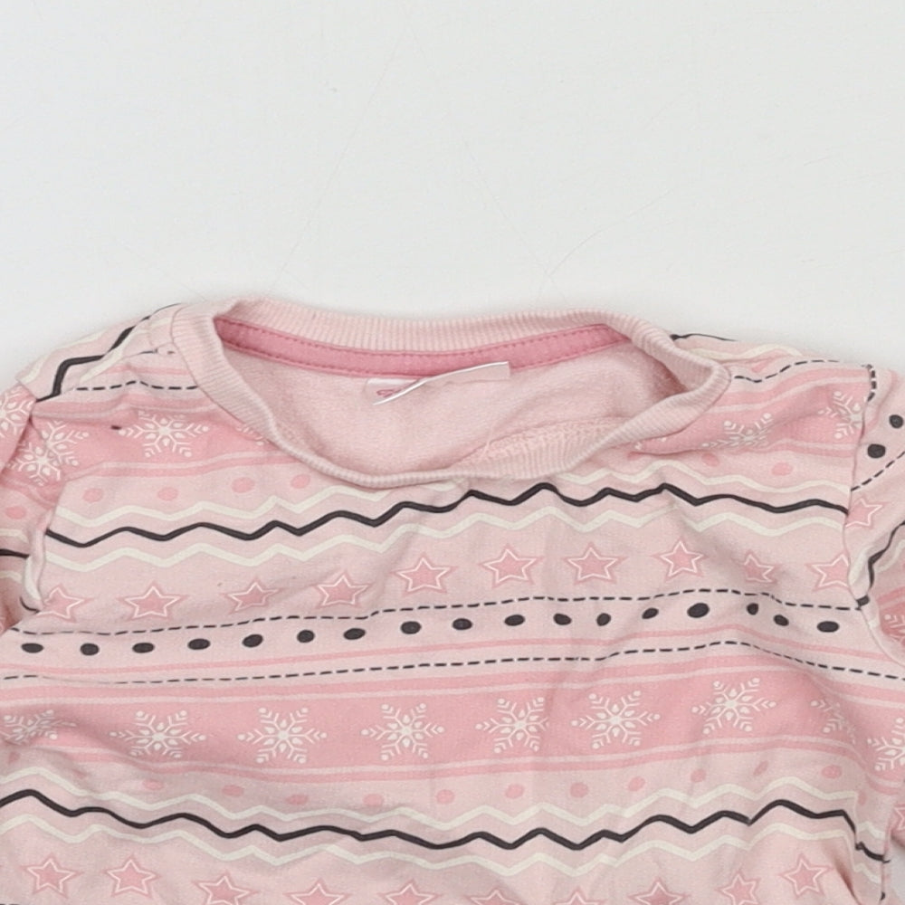 So Cute Girls Pink Geometric Jersey Pullover Jumper Size 9-12 Months