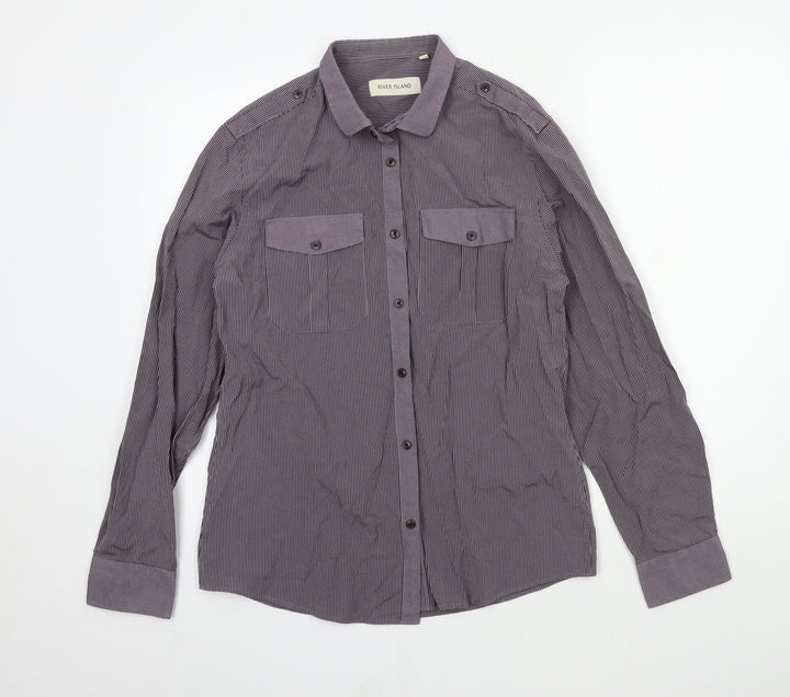 River Island Mens Purple Button-Up Size M