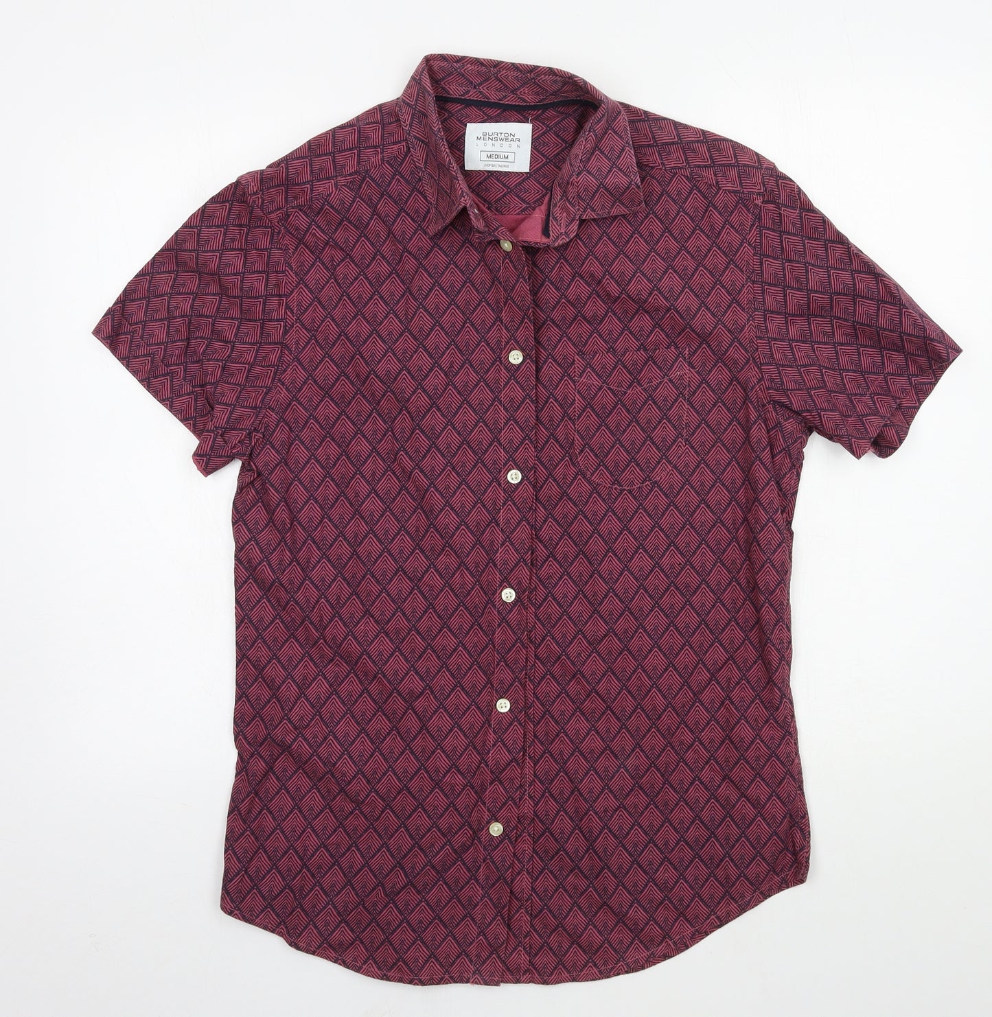 Burton Mens Pink Geometric   Button-Up Size M