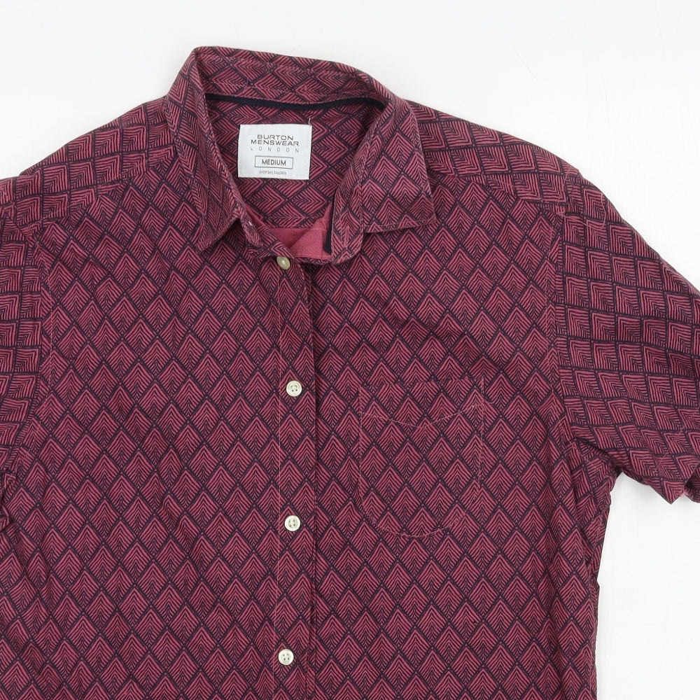 Burton Mens Pink Geometric   Button-Up Size M