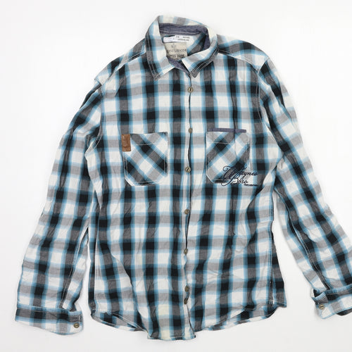 Angelo Litrico Mens Black Check   Button-Up Size M