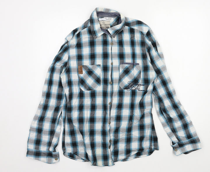 Angelo Litrico Mens Black Check Button-Up Size M