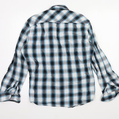 Angelo Litrico Mens Black Check   Button-Up Size M