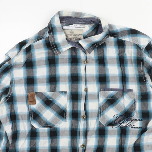 Angelo Litrico Mens Black Check   Button-Up Size M