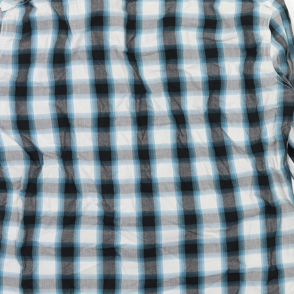 Angelo Litrico Mens Black Check   Button-Up Size M