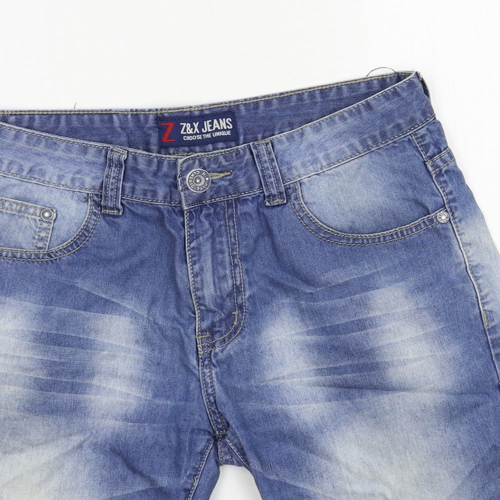 Z&X Mens Blue  Denim Bermuda Shorts Size 30 in