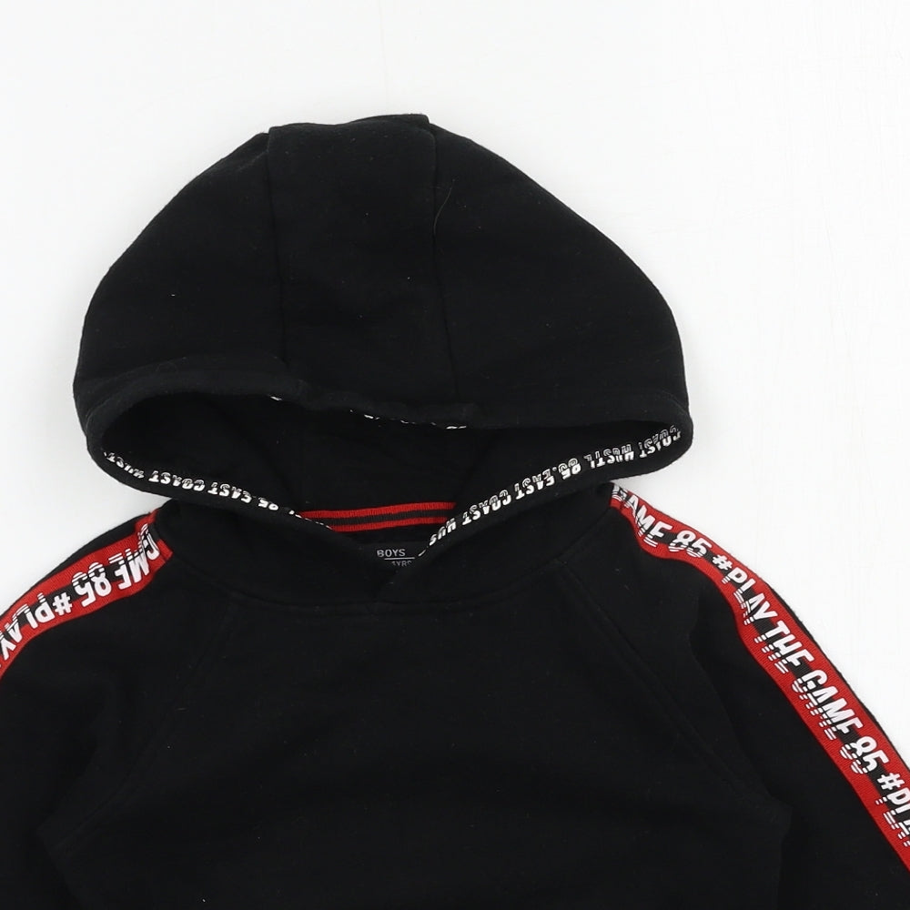 Matalan Boys Black  Jersey Pullover Hoodie Size 4 Years  - play the game