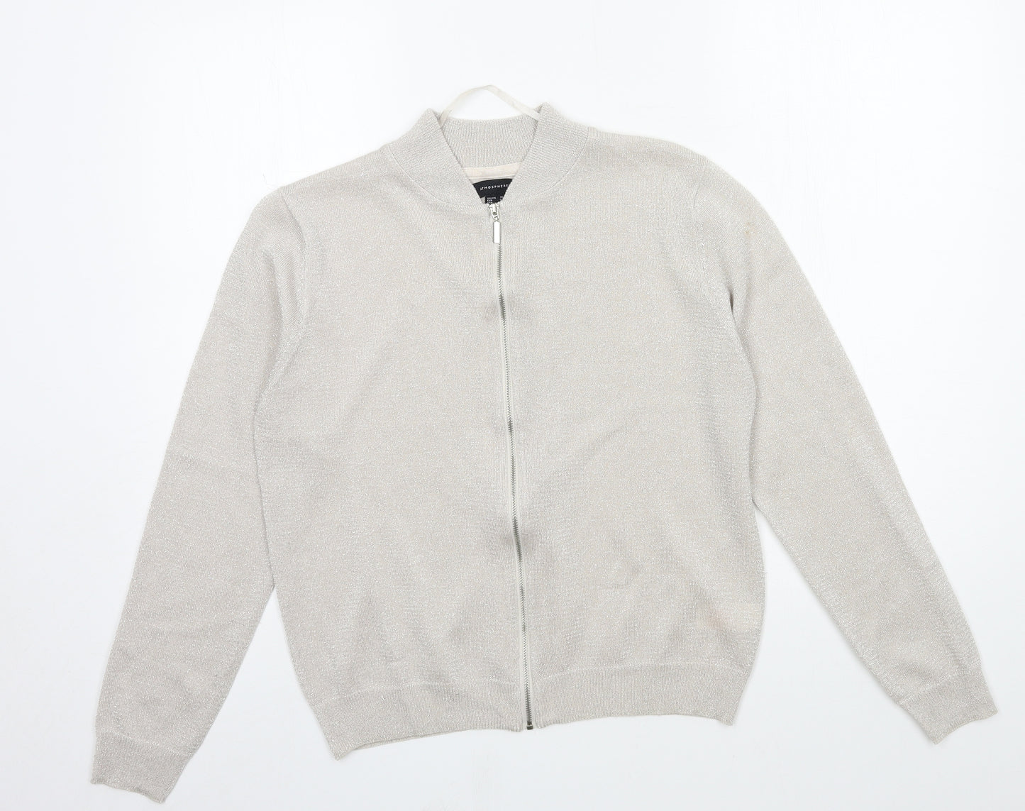 Atmosphere Womens Silver  Knit Full Zip Jumper Size 14