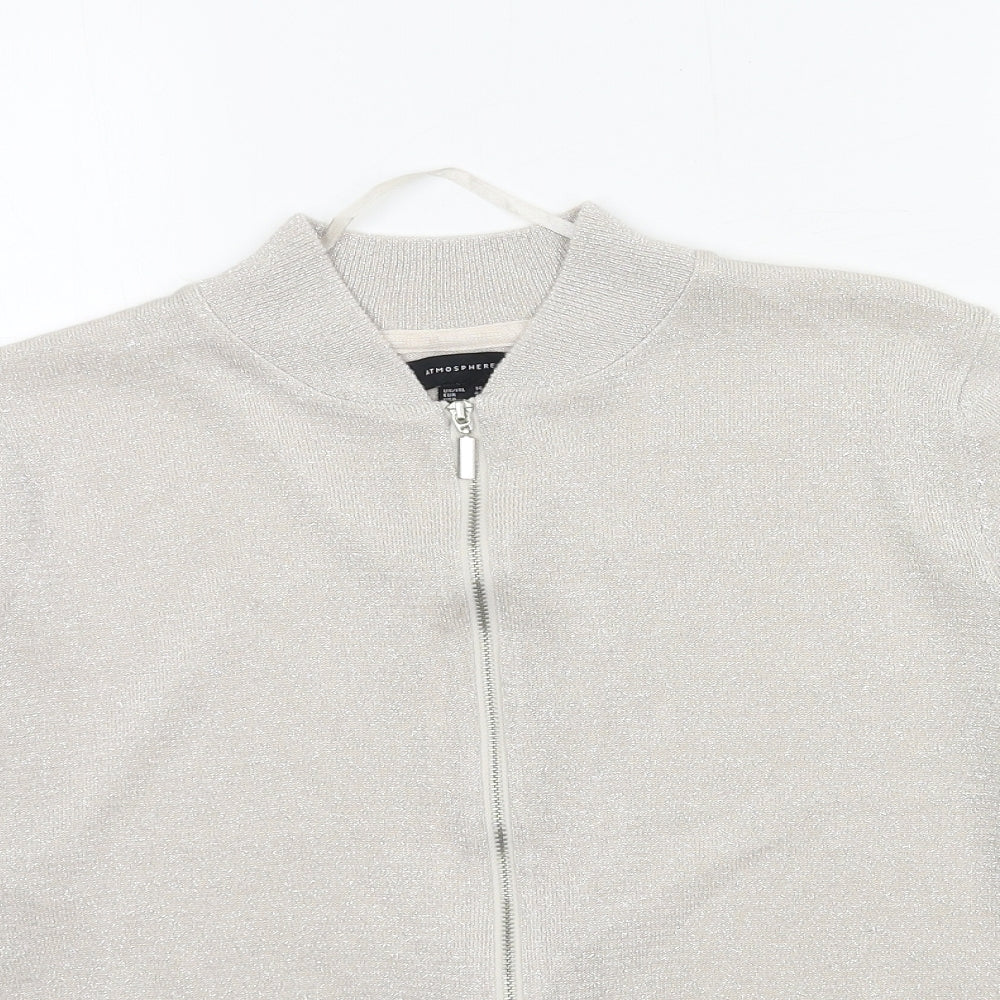 Atmosphere Womens Silver  Knit Full Zip Jumper Size 14