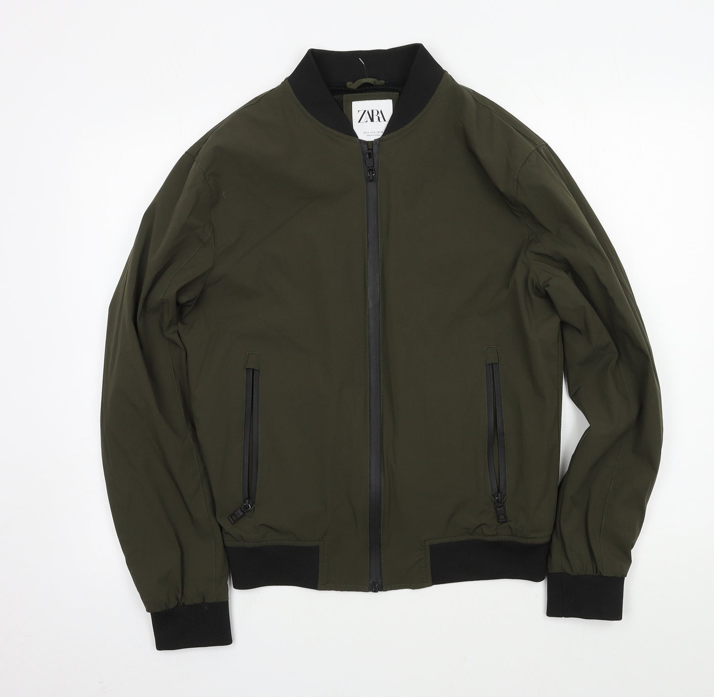 Zara Mens Green   Bomber Jacket Jacket Size S