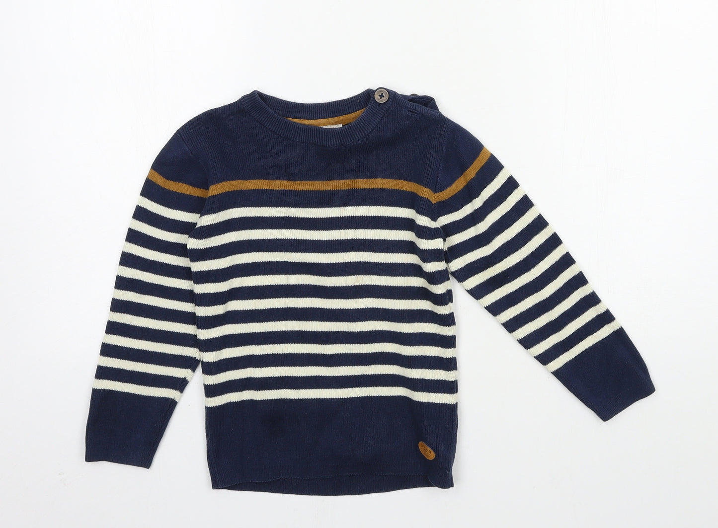 H&M Boys Blue Striped Knit Pullover Jumper Size 4-5 Years