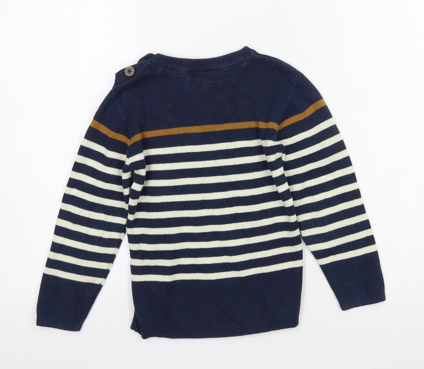 H&M Boys Blue Striped Knit Pullover Jumper Size 4-5 Years