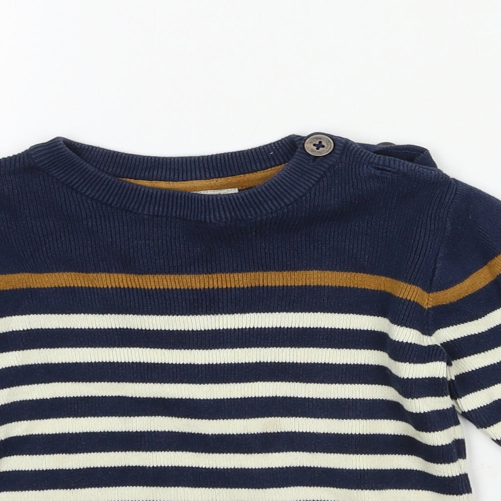 H&M Boys Blue Striped Knit Pullover Jumper Size 4-5 Years