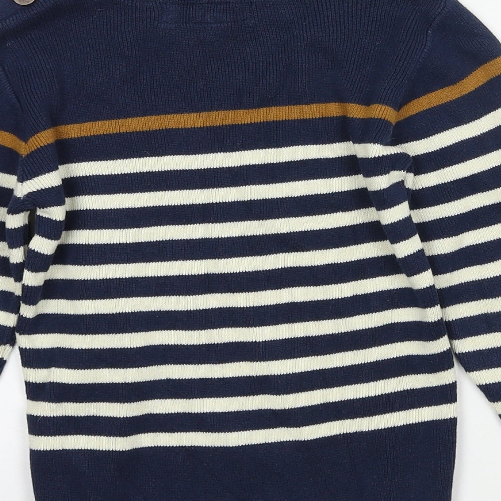 H&M Boys Blue Striped Knit Pullover Jumper Size 4-5 Years