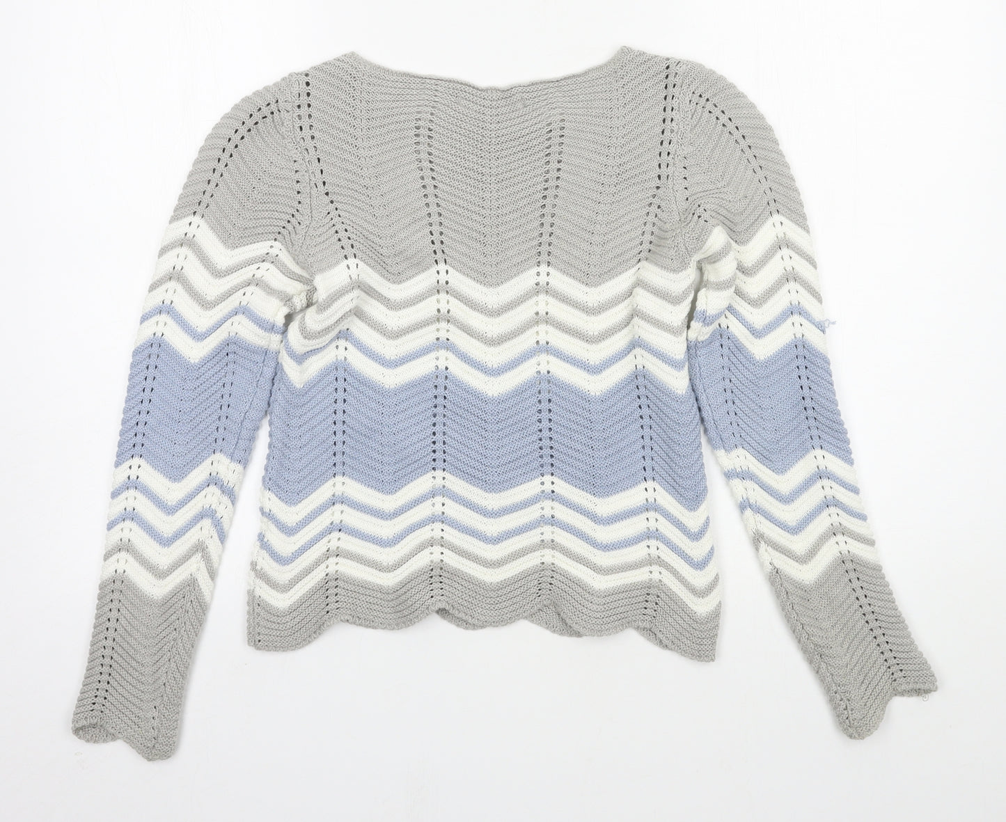 Select Womens Grey Striped Knit Pullover Jumper Size 8