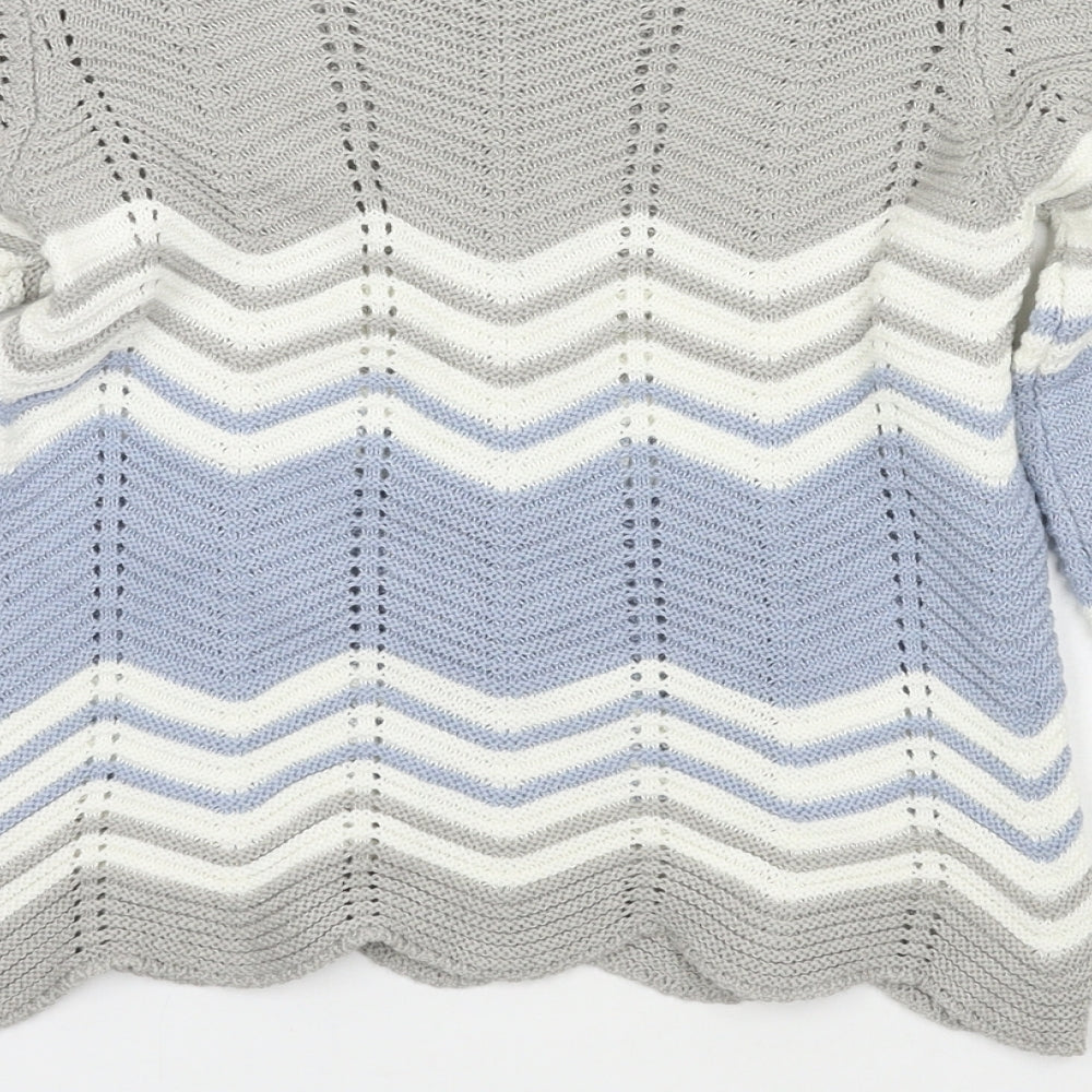 Select Womens Grey Striped Knit Pullover Jumper Size 8
