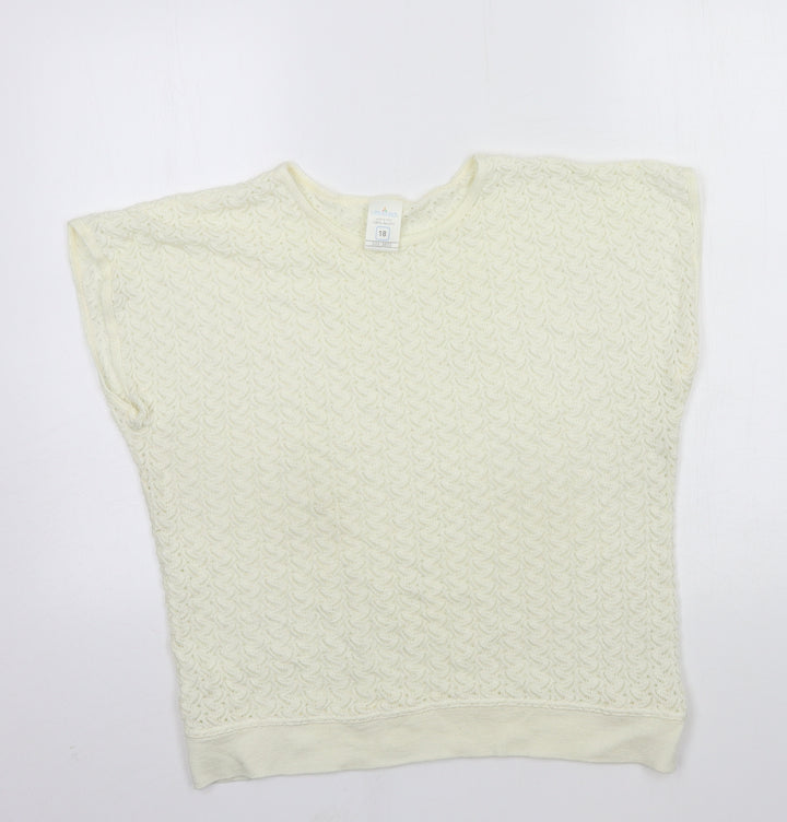 Littlewoods Womens Ivory Knit Basic T-Shirt Size 18