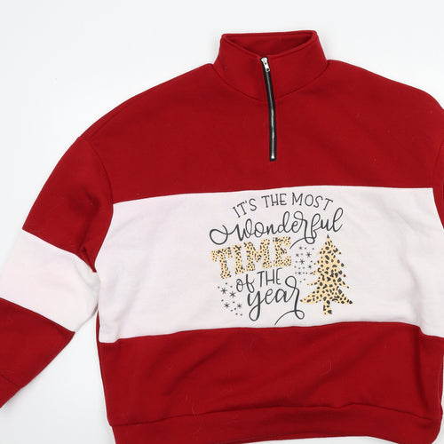 SheIn Womens Red  Jersey Pullover Sweatshirt Size L  - its the most wonderful time of the year