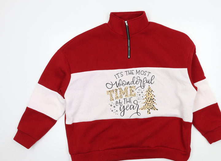 SheIn Womens Red  Jersey Pullover Sweatshirt Size L  - its the most wonderful time of the year