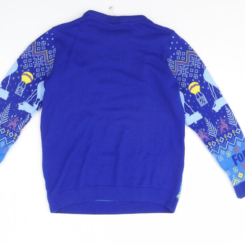 Fortnite Boys Blue   Pullover Jumper Size M  - Christmas