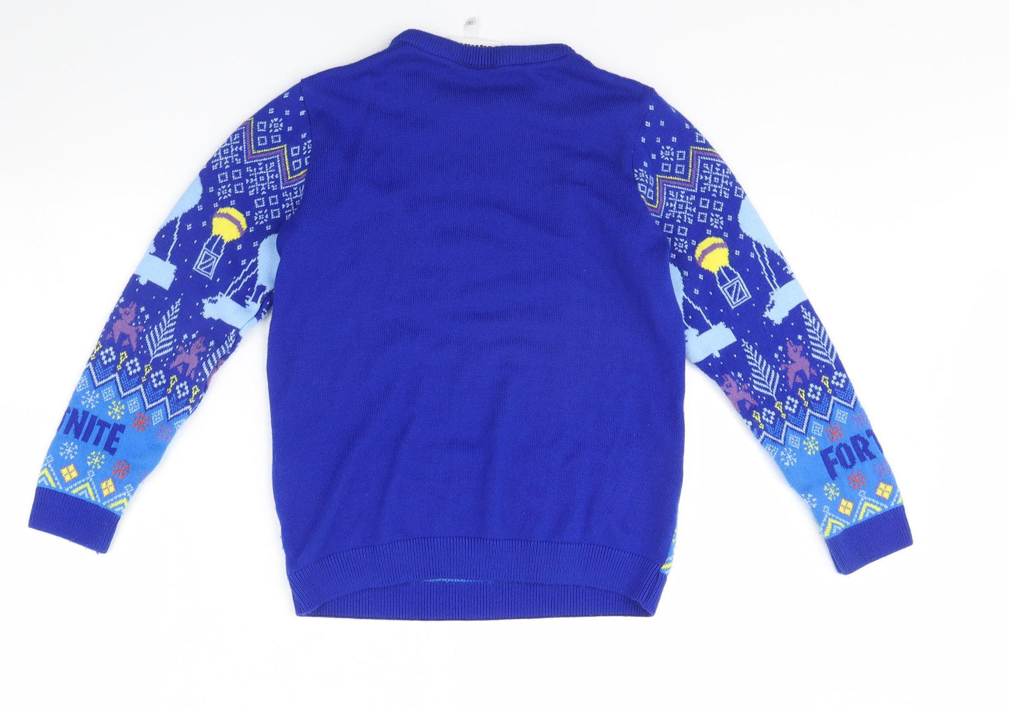Fortnite Boys Blue   Pullover Jumper Size M  - Christmas