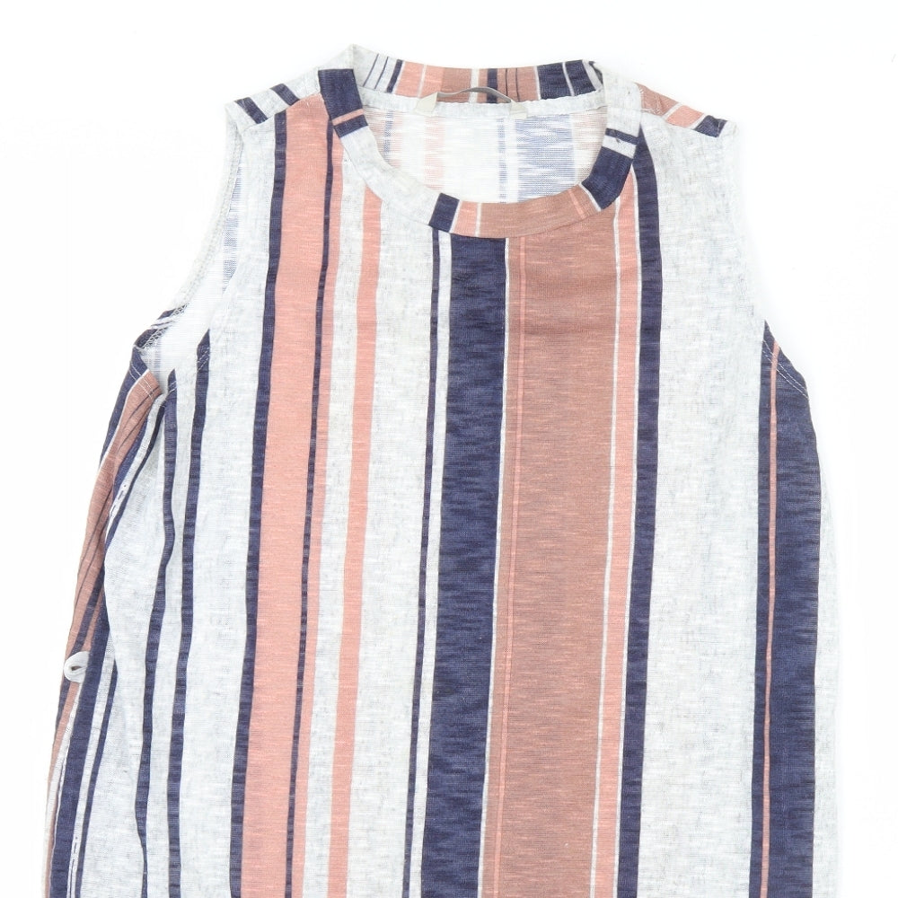 George Womens Grey Striped  Basic Tank Size 16