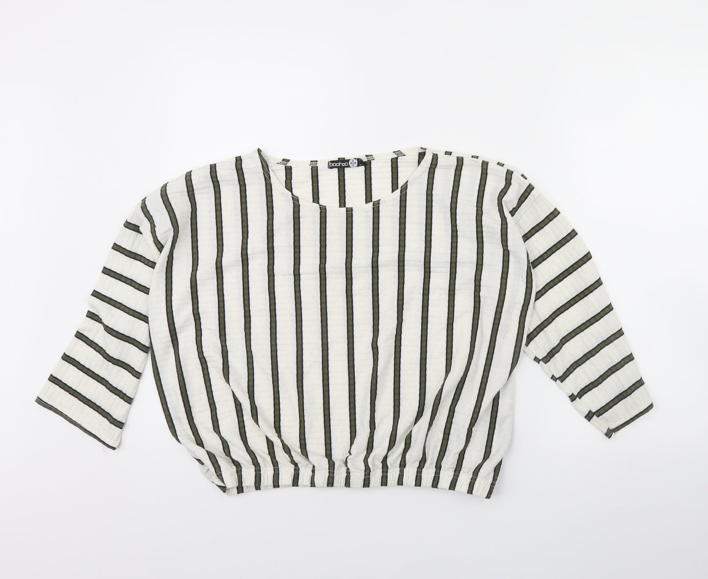 Boohoo Womens White Striped  Basic Blouse Size 18