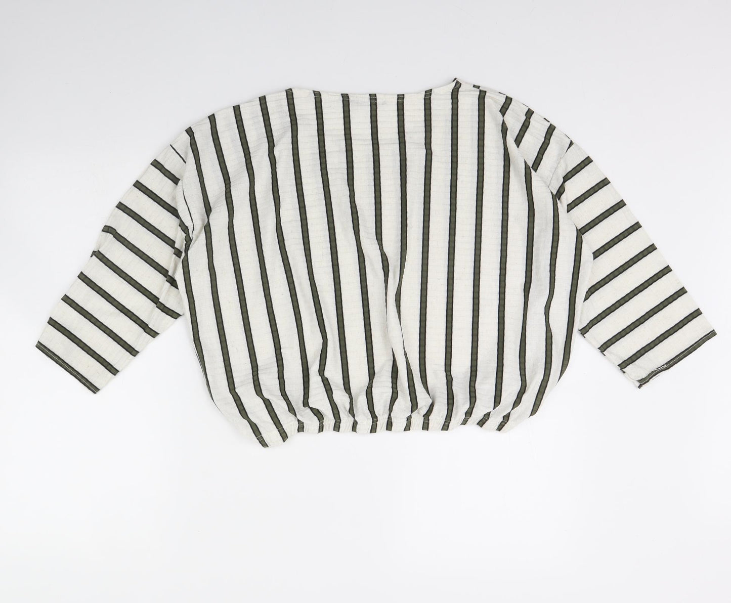 Boohoo Womens White Striped  Basic Blouse Size 18
