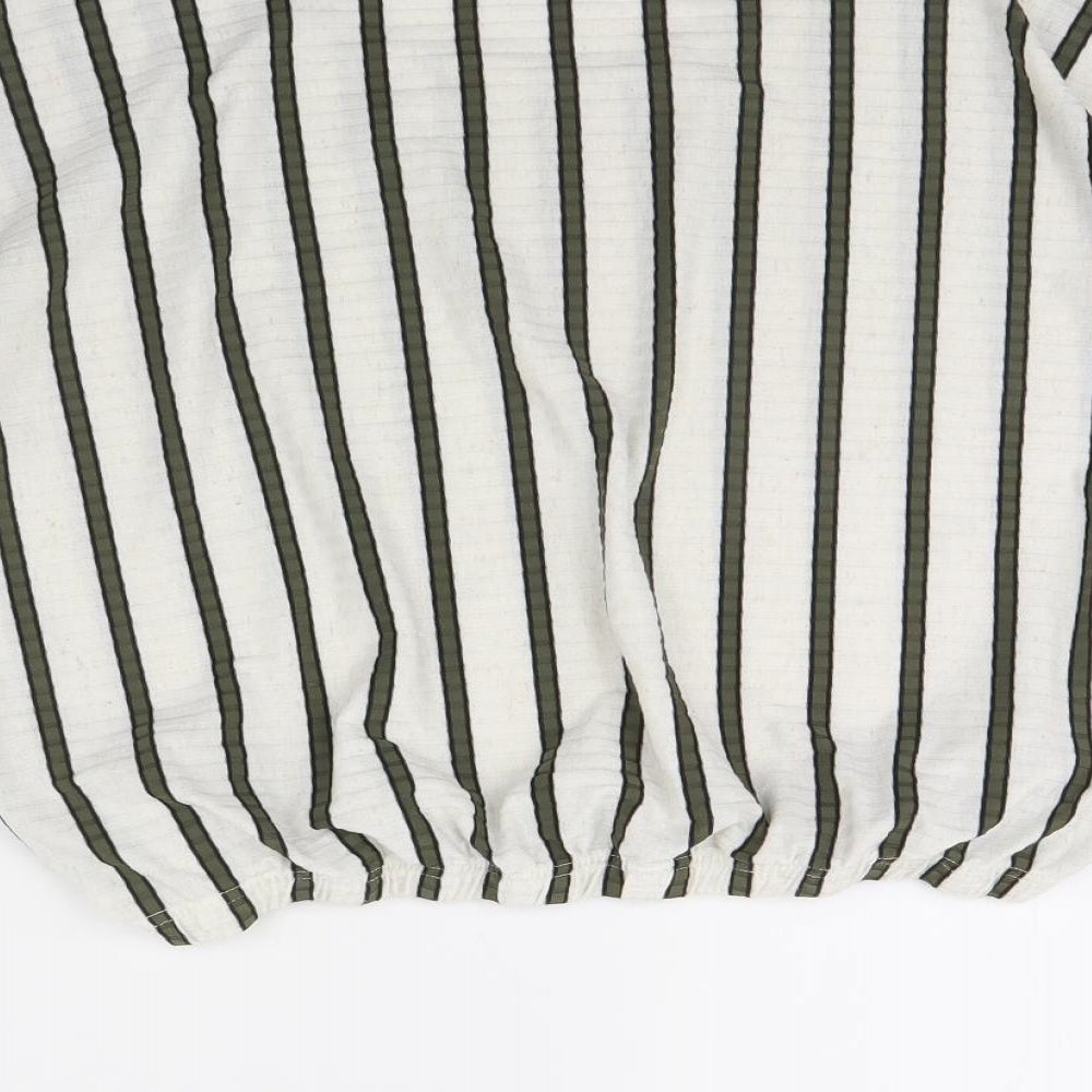 Boohoo Womens White Striped  Basic Blouse Size 18