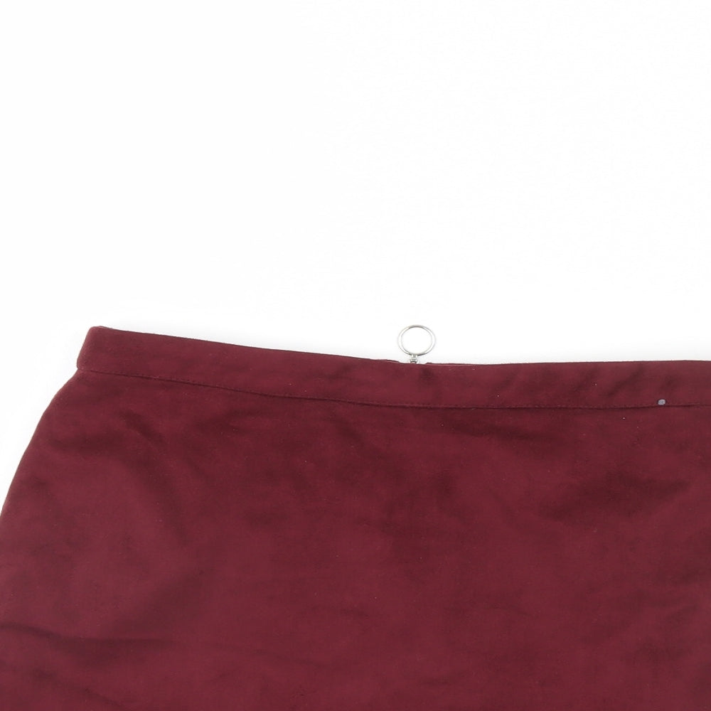 Primark Womens Red  Velour Mini Skirt Size 12
