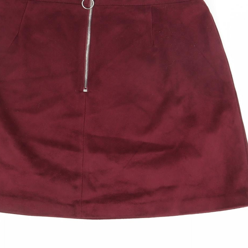 Primark Womens Red  Velour Mini Skirt Size 12