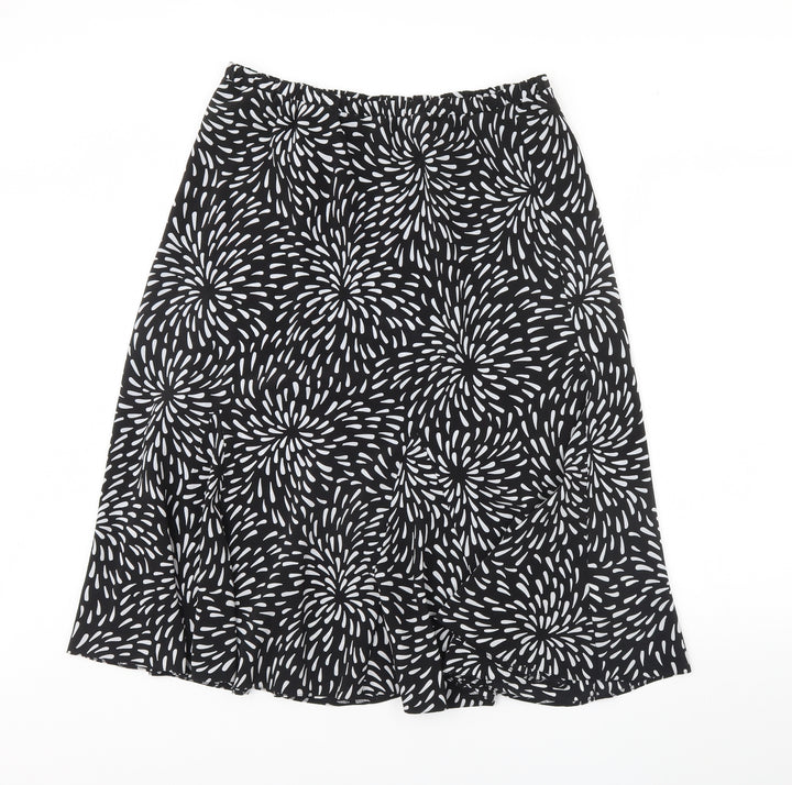 Preworn Womens Black Geometric  Flare Skirt Size 34 in