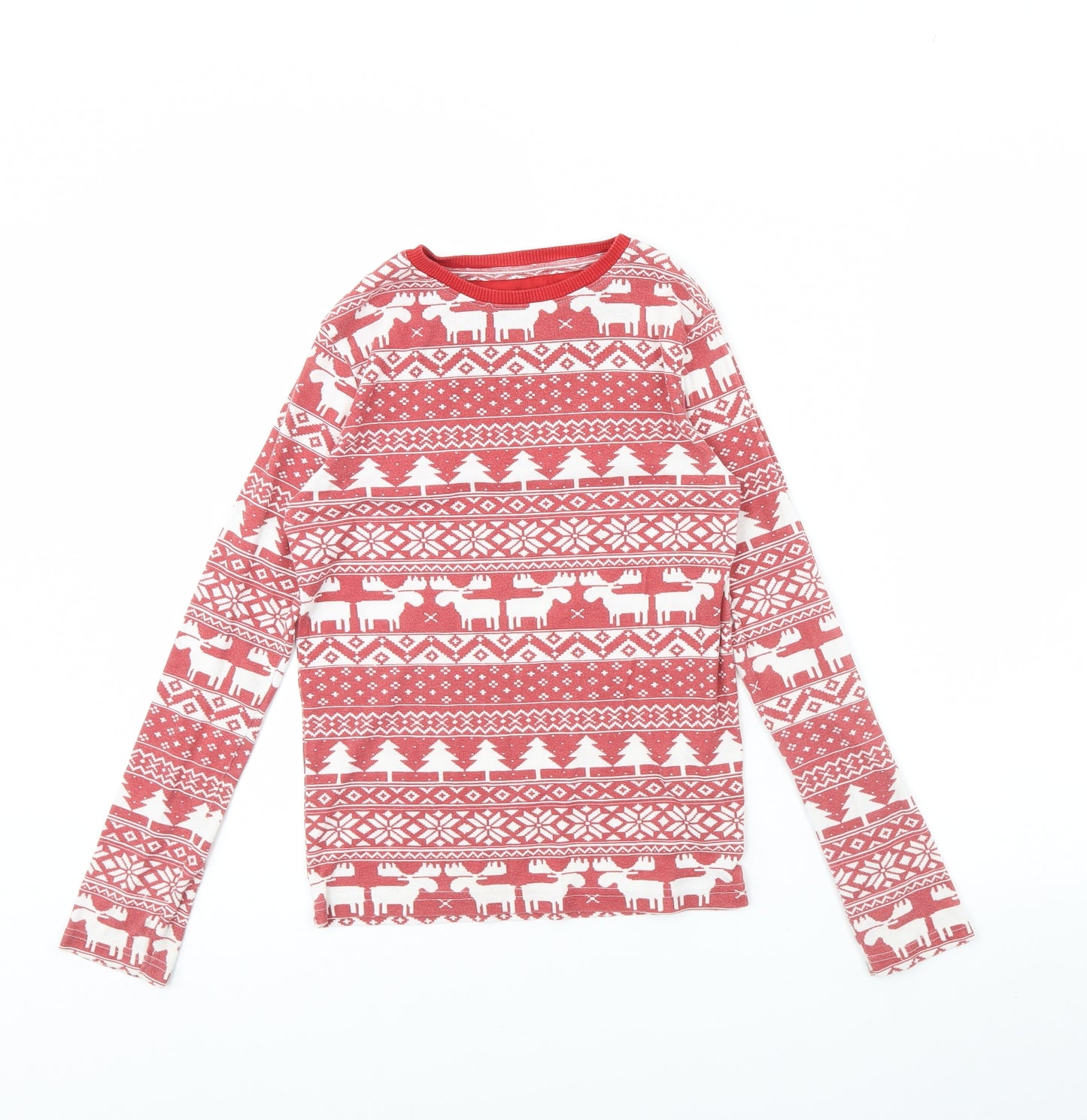 Primark Boys Red Striped   Pyjama Top Size 10 Years  - Christmas