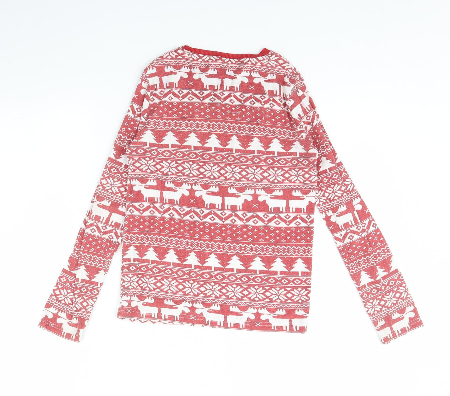 Primark Boys Red Striped   Pyjama Top Size 10 Years  - Christmas