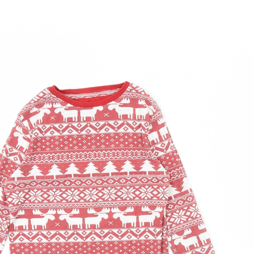 Primark Boys Red Striped   Pyjama Top Size 10 Years  - Christmas