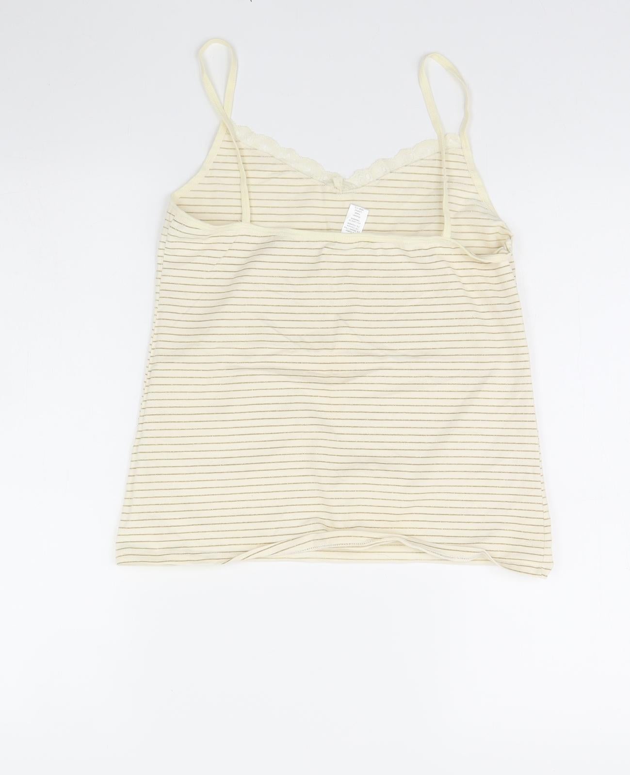 Preworn Womens Ivory Striped  Basic Tank Size 14