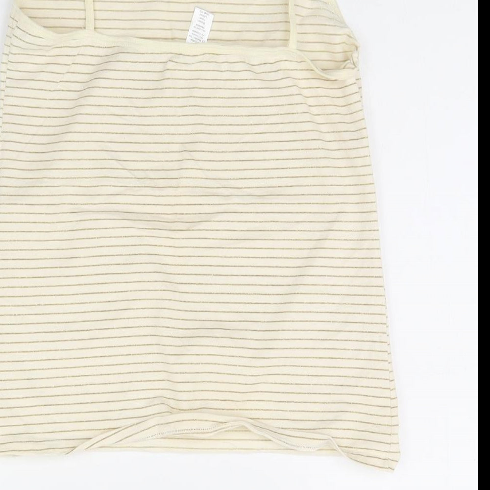 Preworn Womens Ivory Striped  Basic Tank Size 14