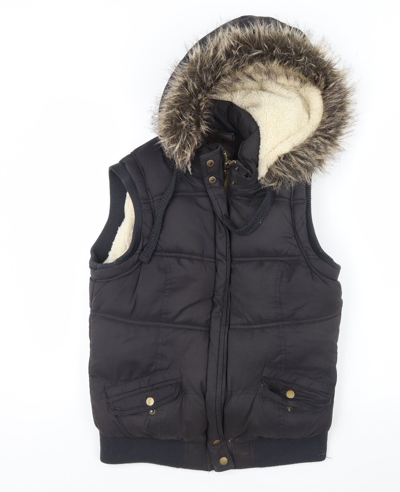 New Look Womens Black   Gilet Coat Size 14