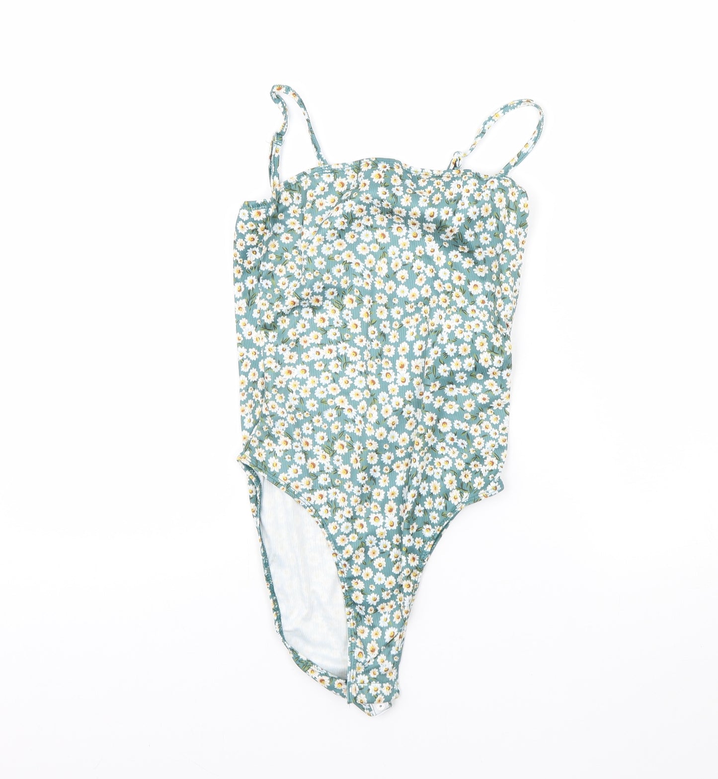 SheIn Womens Green Floral  Bodysuit One-Piece Size XS