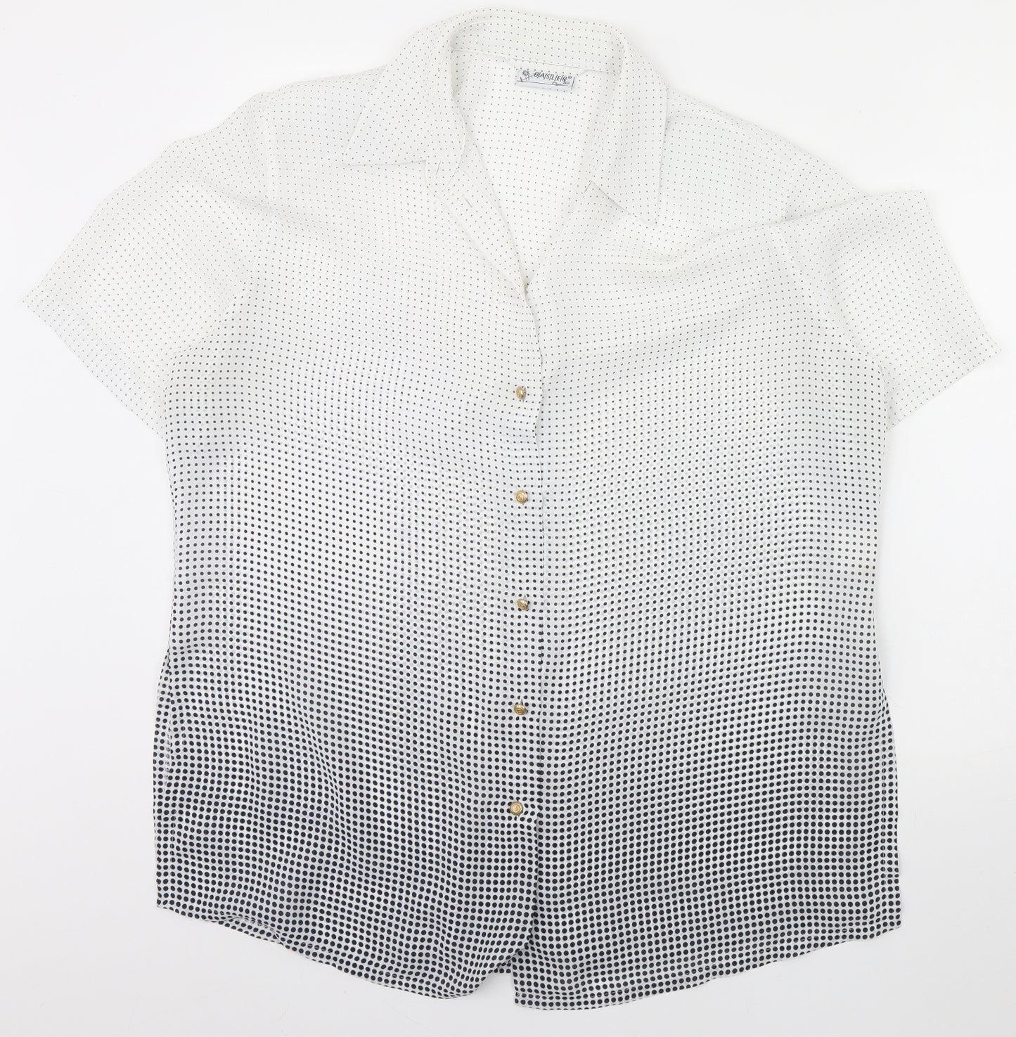Basler Mens White Polka Dot   Dress Shirt Size 44  - Shoulder Pads